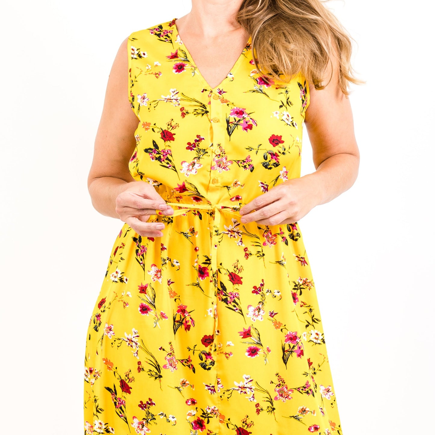 Tall Button-up Yellow Floral Maxi Dress-FINAL SALE