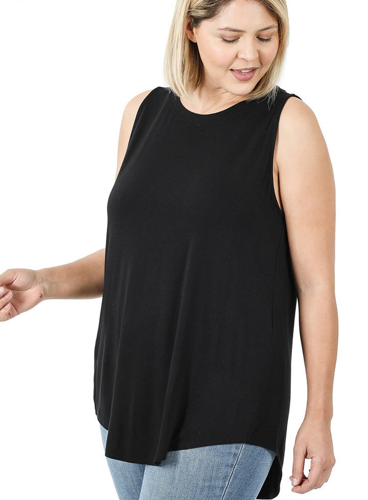 Zenana Luxe Round Neck Tank (S-3X) Black Zenana