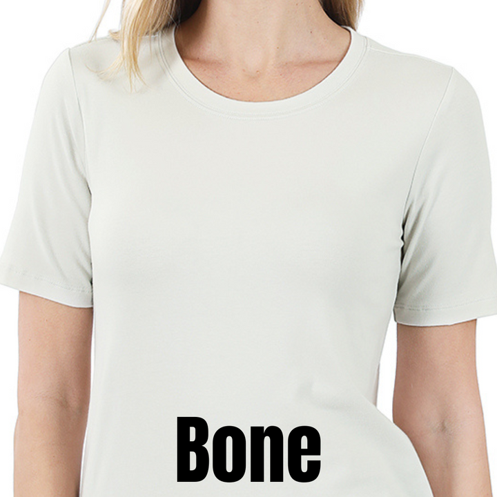 Tall Cotton Crew Neck Tees Crew Bone Zenana