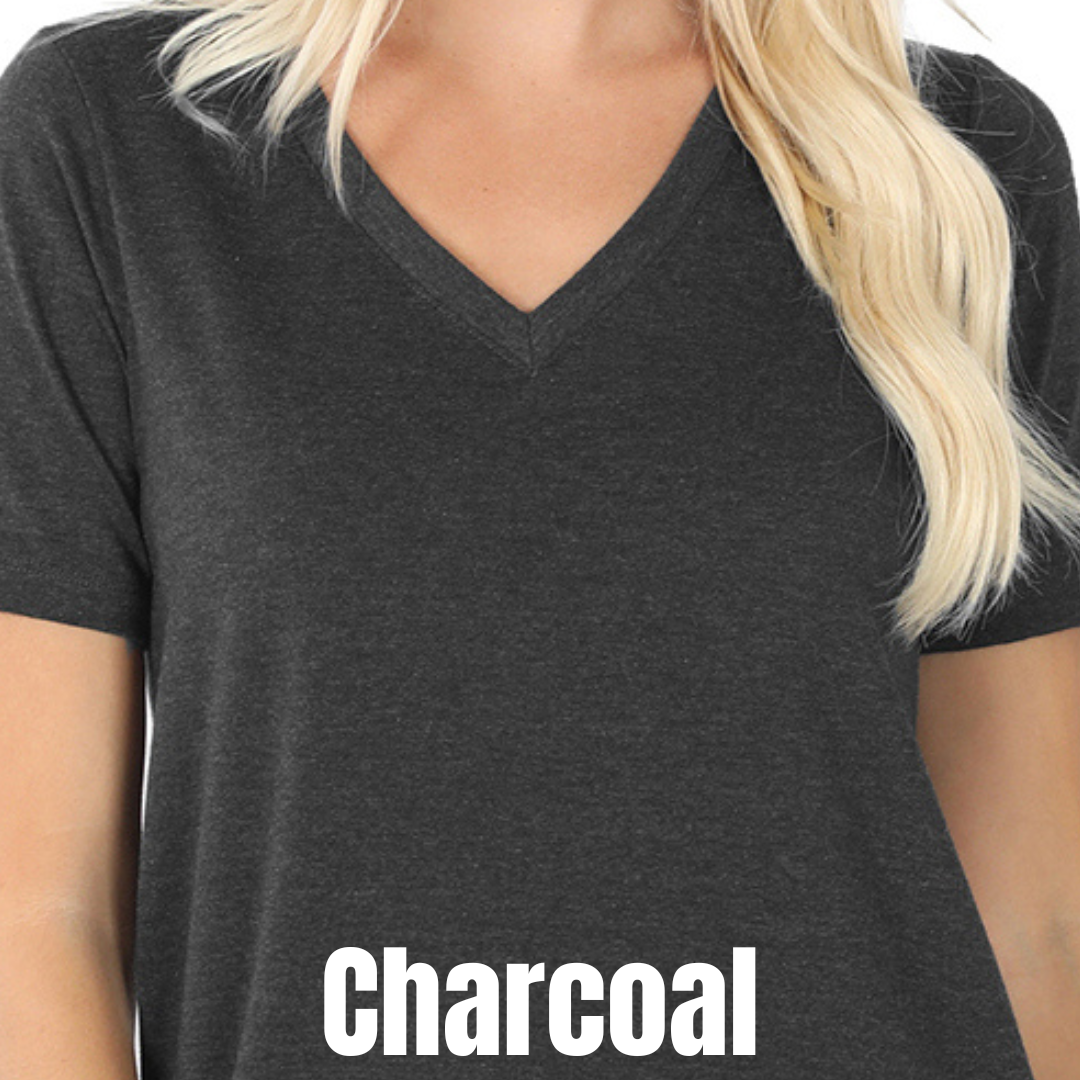 Tall Cotton V-Neck Tees Charcoal V-Neck Zenana