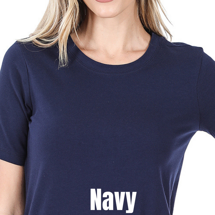 Tall Cotton Crew Neck Tees Crew Navy Zenana