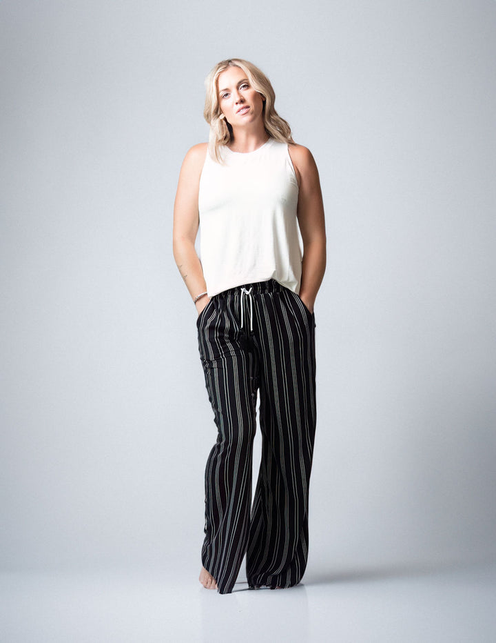 Tall Yacht Pants | Striped Black White Striped The Elevated Closet