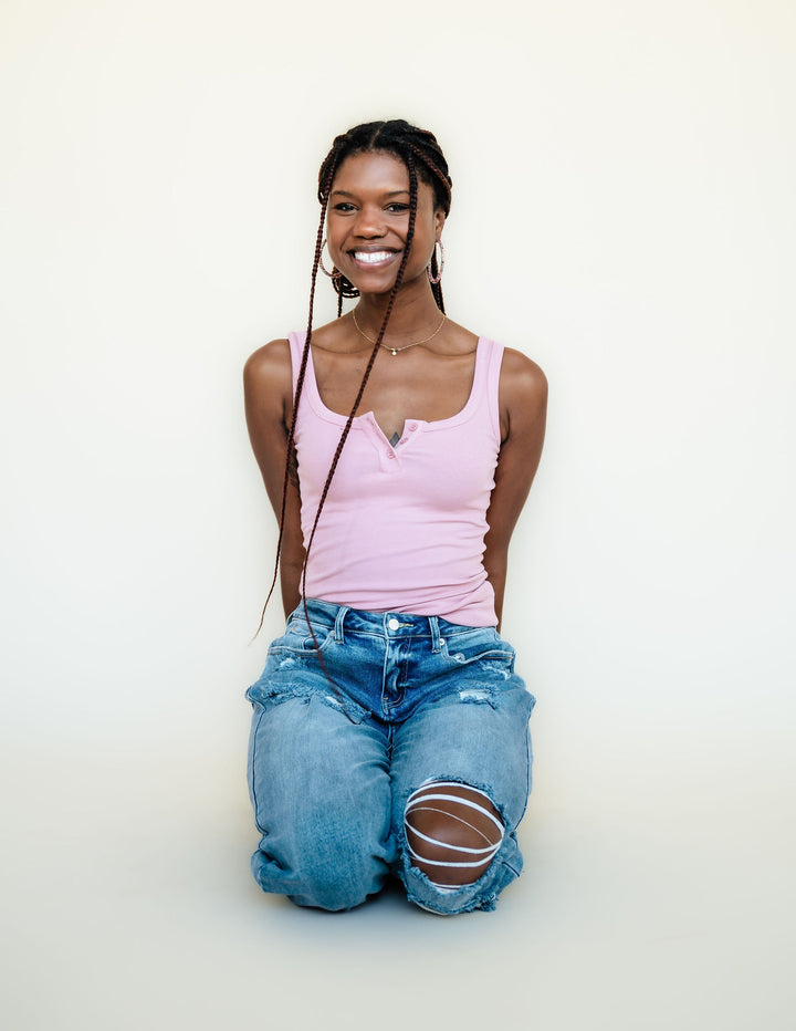 Tall Henley Tank Top | Dusty Rose The Elevated Closet