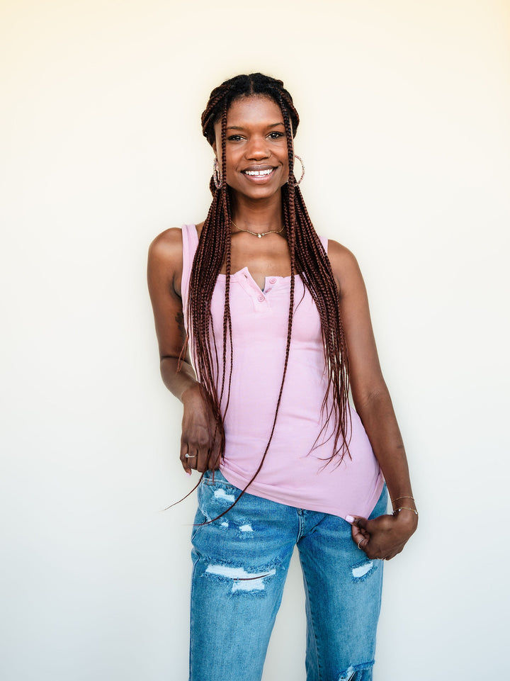 Tall Henley Tank Top | Dusty Rose The Elevated Closet