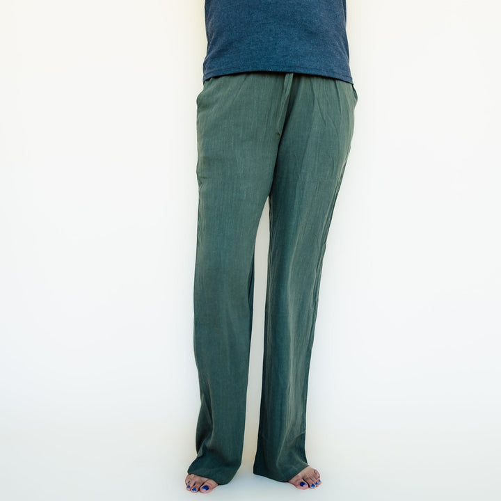 Tall Linen Blend Pants Olive Green The Elevated Closet