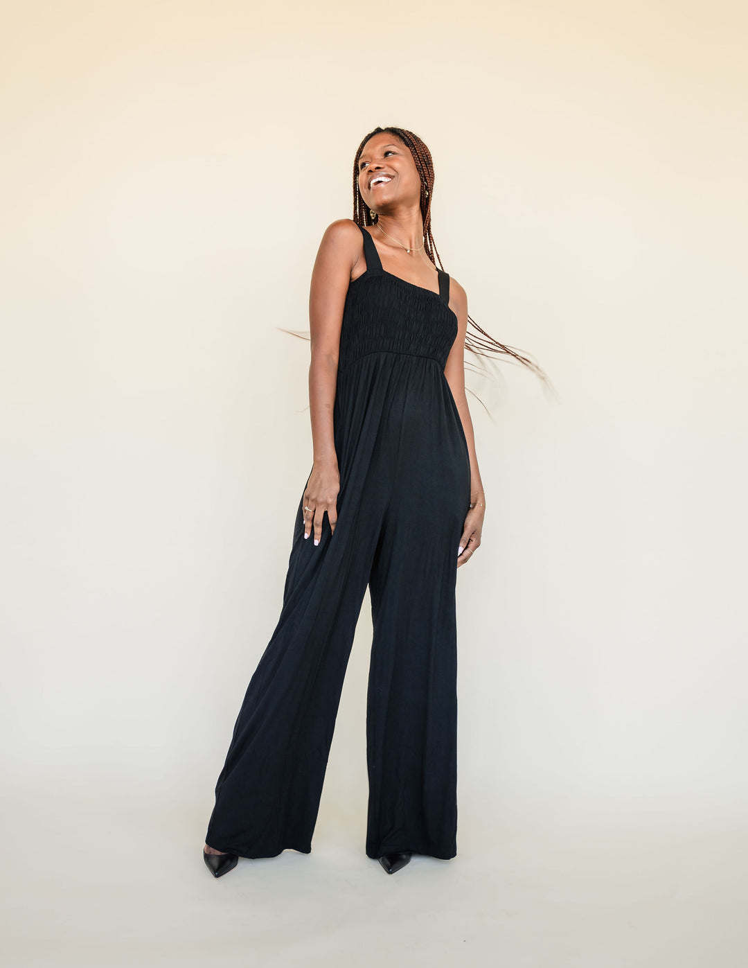 Tall Mallory Smocked Jumpsuit | Black The Elevated Closet