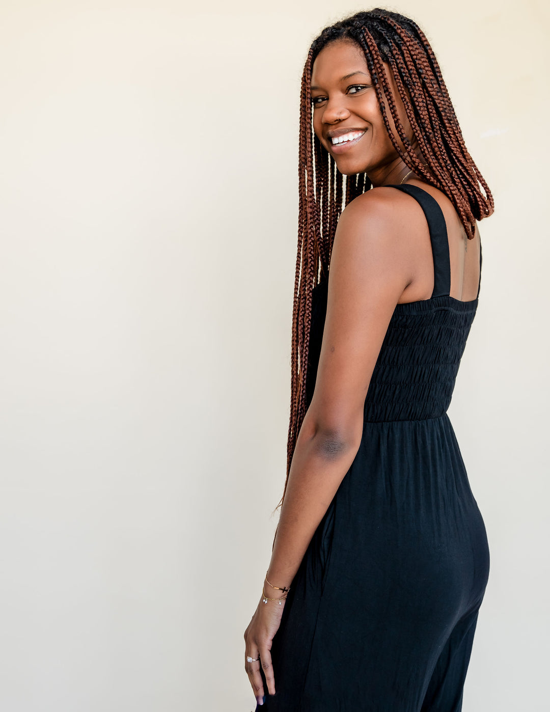 Tall Mallory Smocked Jumpsuit | Black The Elevated Closet