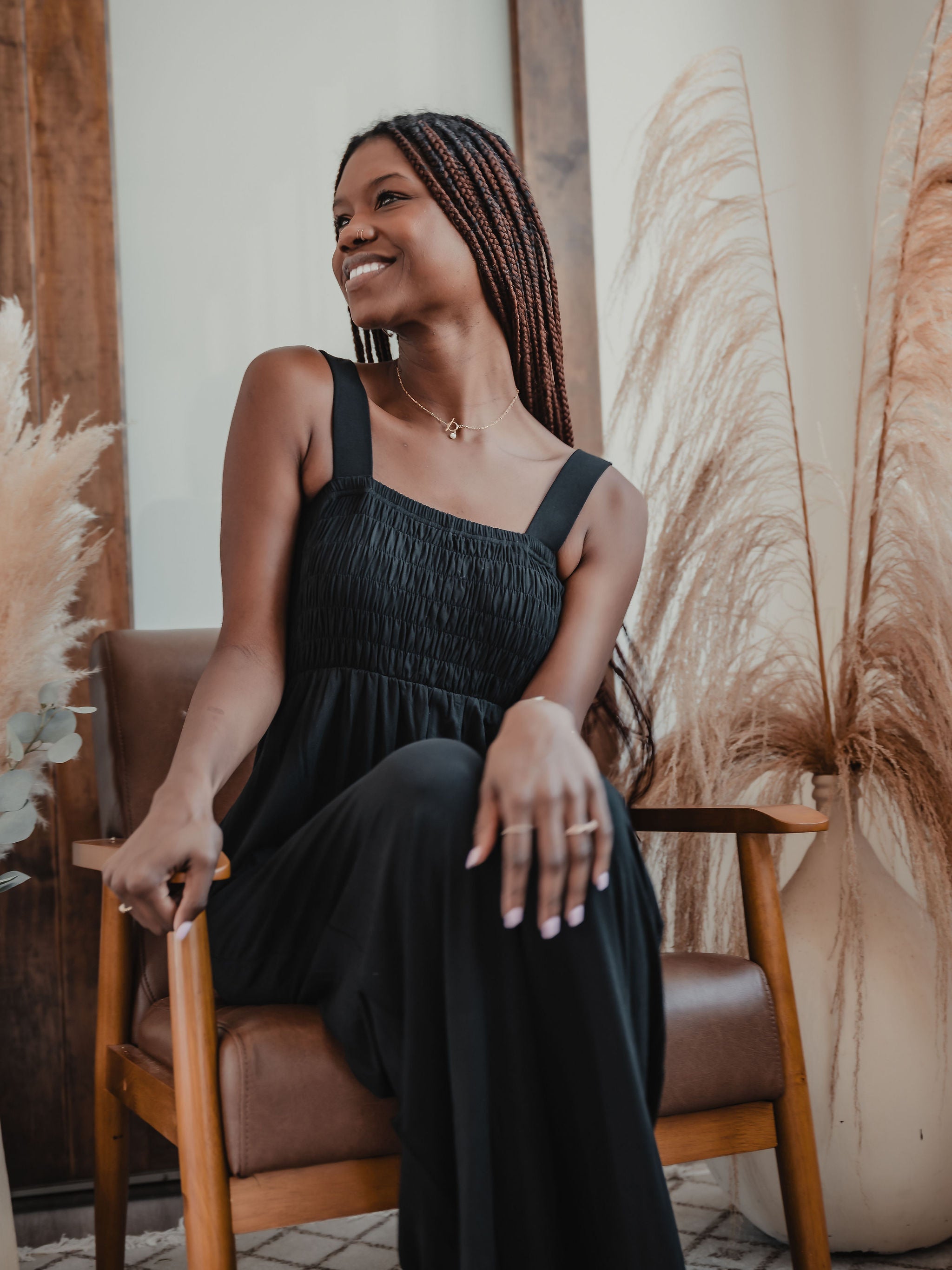 Tall Mallory Smocked Jumpsuit | Black - Final Sale – The Elevated