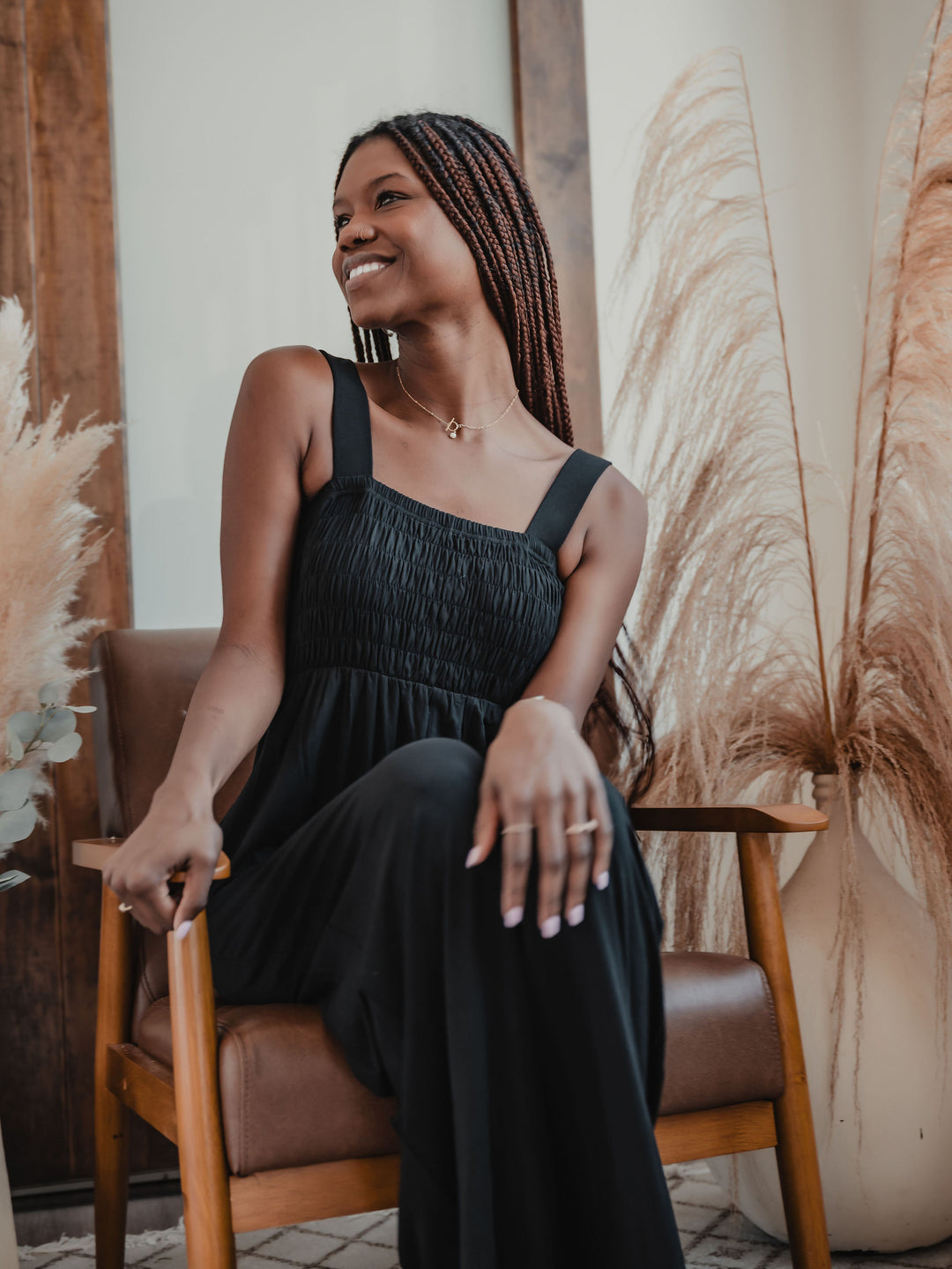 Tall Mallory Smocked Jumpsuit | Black The Elevated Closet