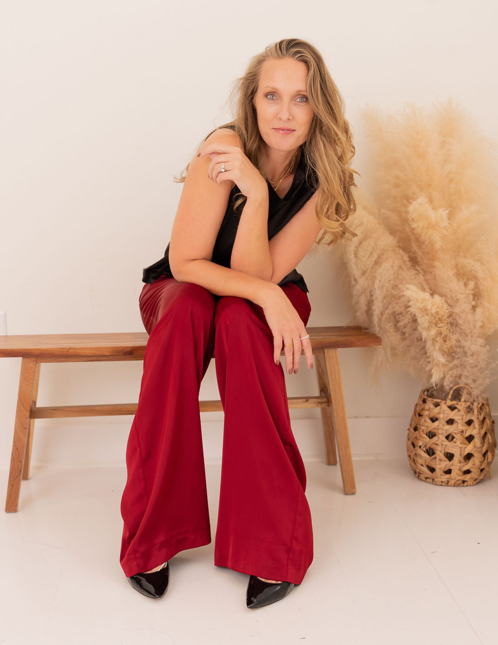 Tall Satin Pants | Maroon The Elevated Closet