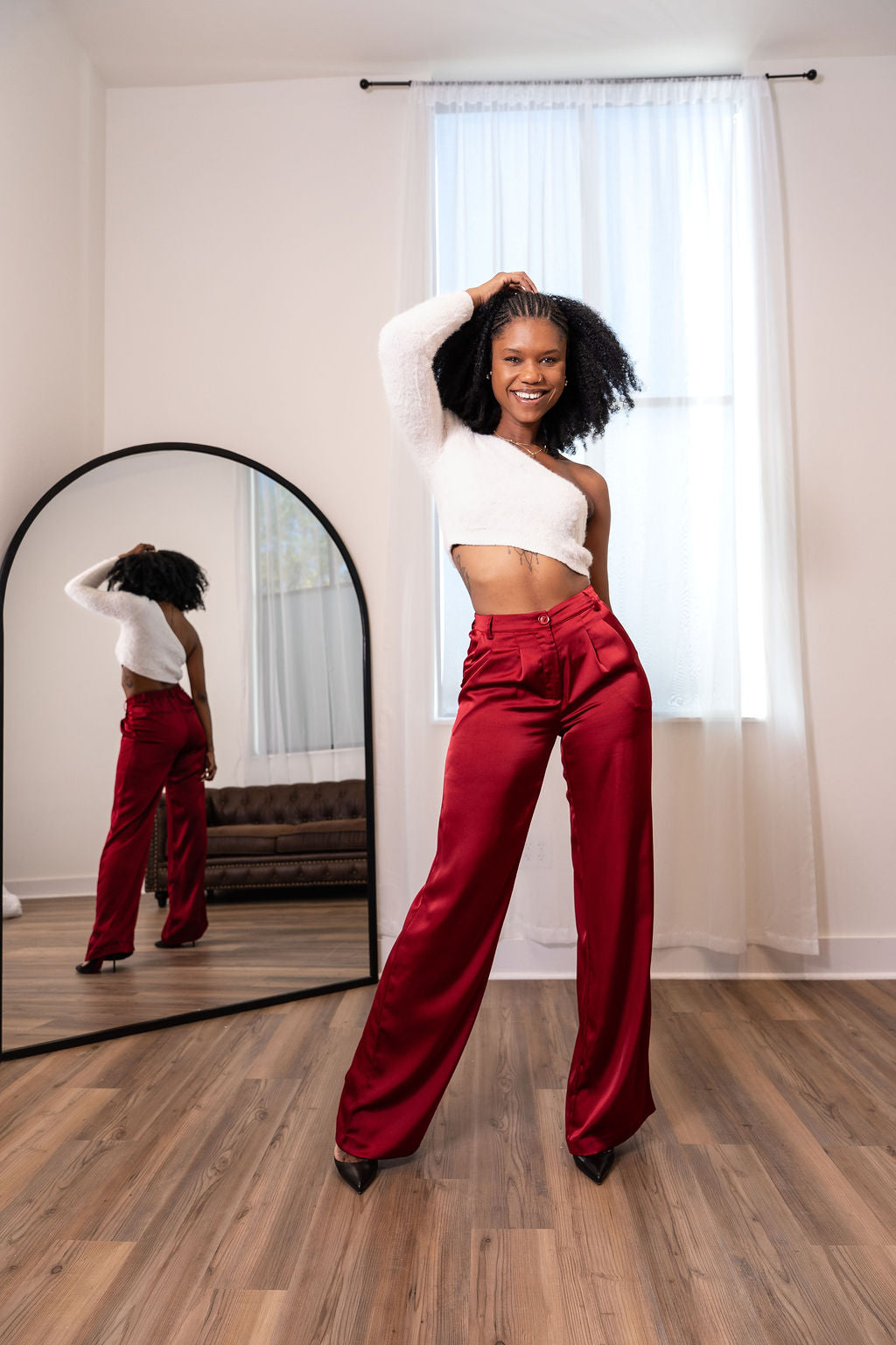 Tall Satin Pants | Maroon The Elevated Closet