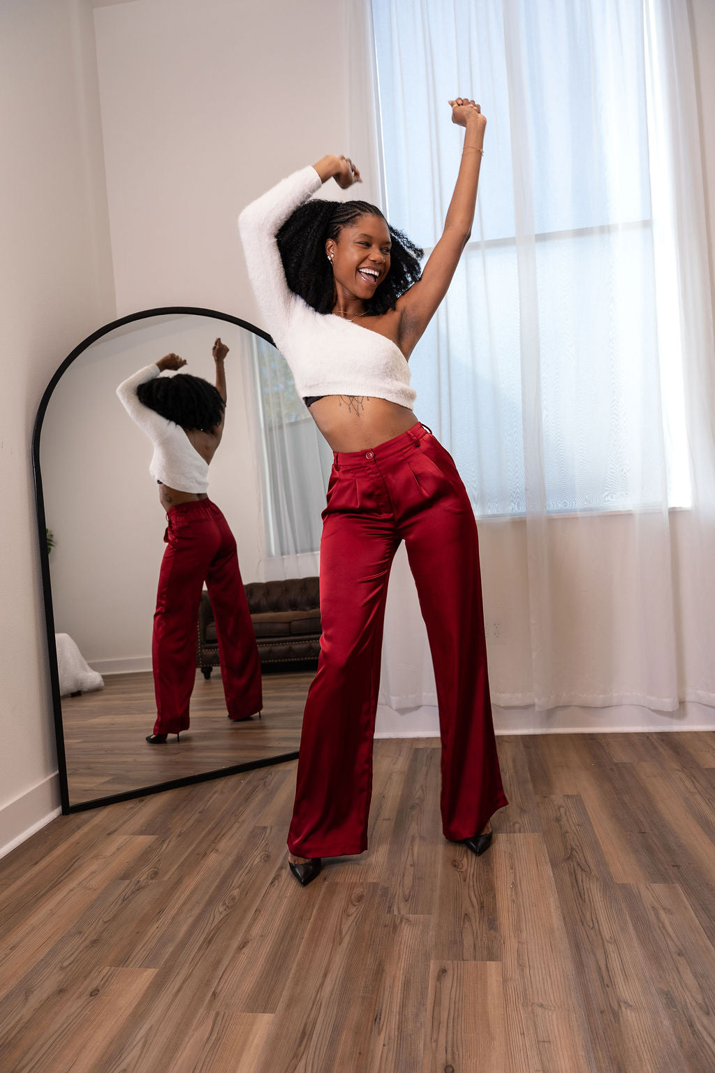 Tall Satin Pants | Maroon The Elevated Closet