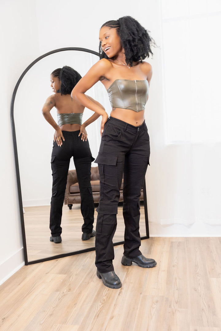 Tall Cargo Straight Leg Pants| Black The Elevated Closet