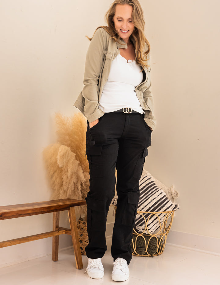 Tall Cargo Straight Leg Pants| Black The Elevated Closet