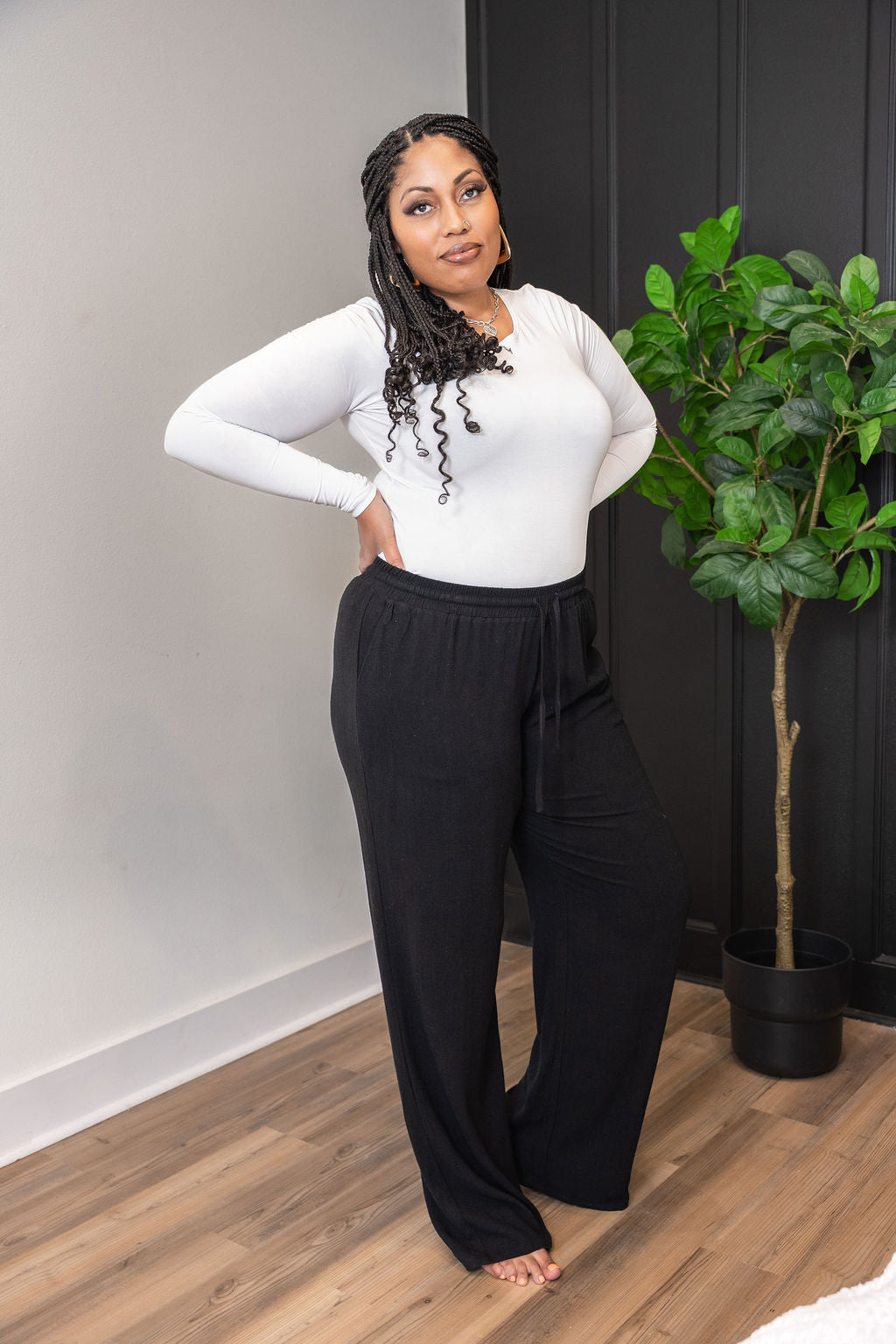 Tall Linen Blend Pants | Black The Elevated Closet