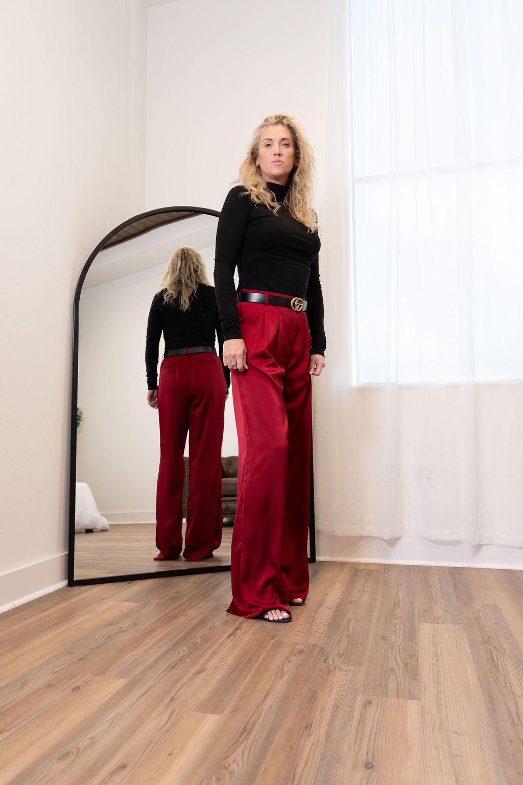 Tall Satin Pants | Maroon The Elevated Closet