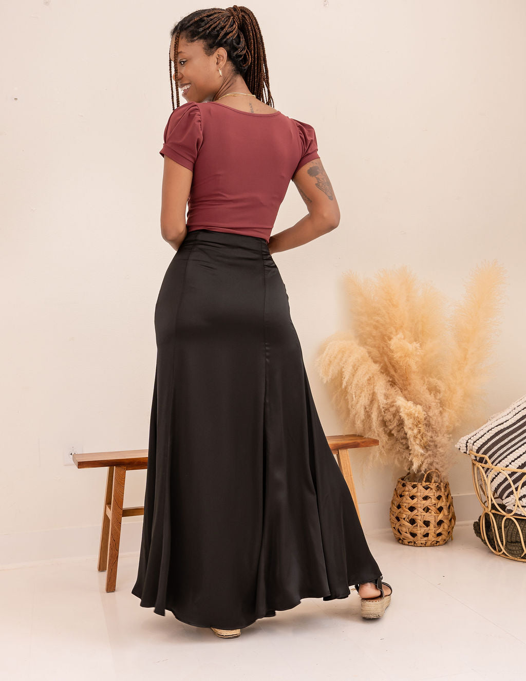 Tall Satin Maxi Skirt | Black 3XL Extra Tall The Elevated Closet