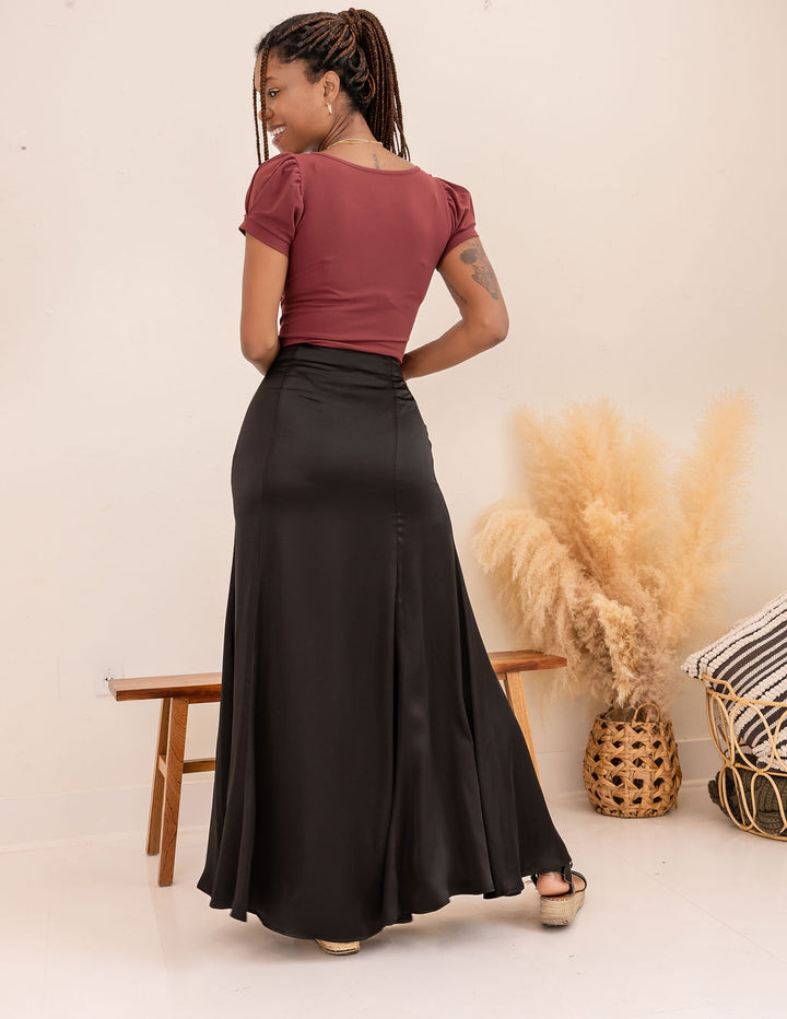 Tall Satin Maxi Skirt | Black 3XL Extra Tall The Elevated Closet