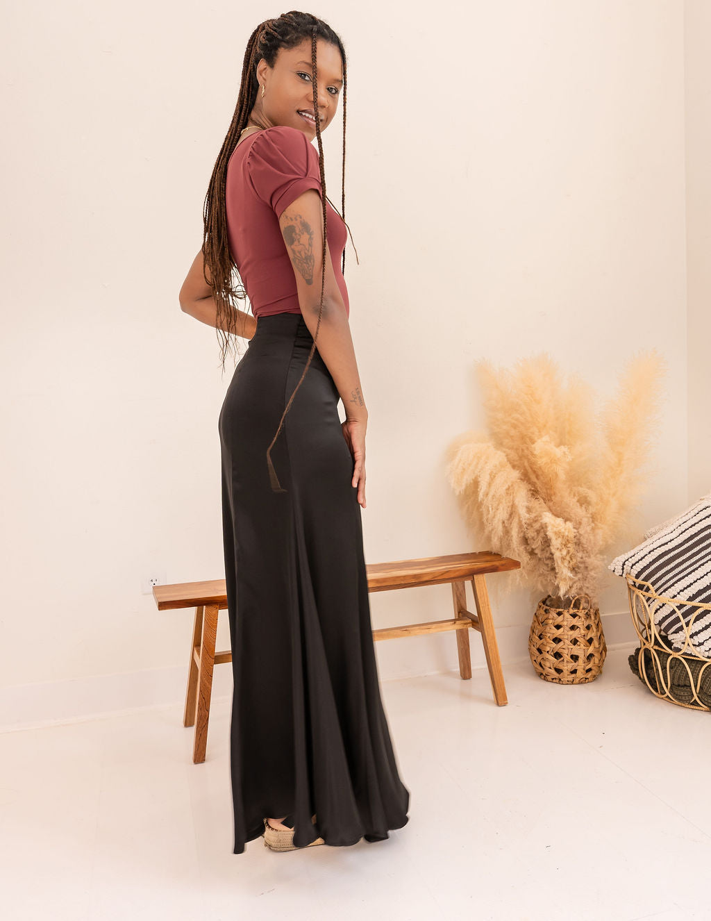 Tall Satin Maxi Skirt | Black The Elevated Closet