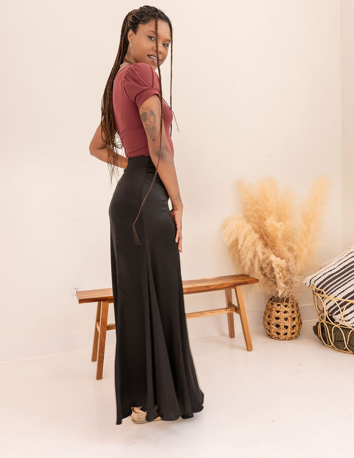 Tall Satin Maxi Skirt | Black The Elevated Closet