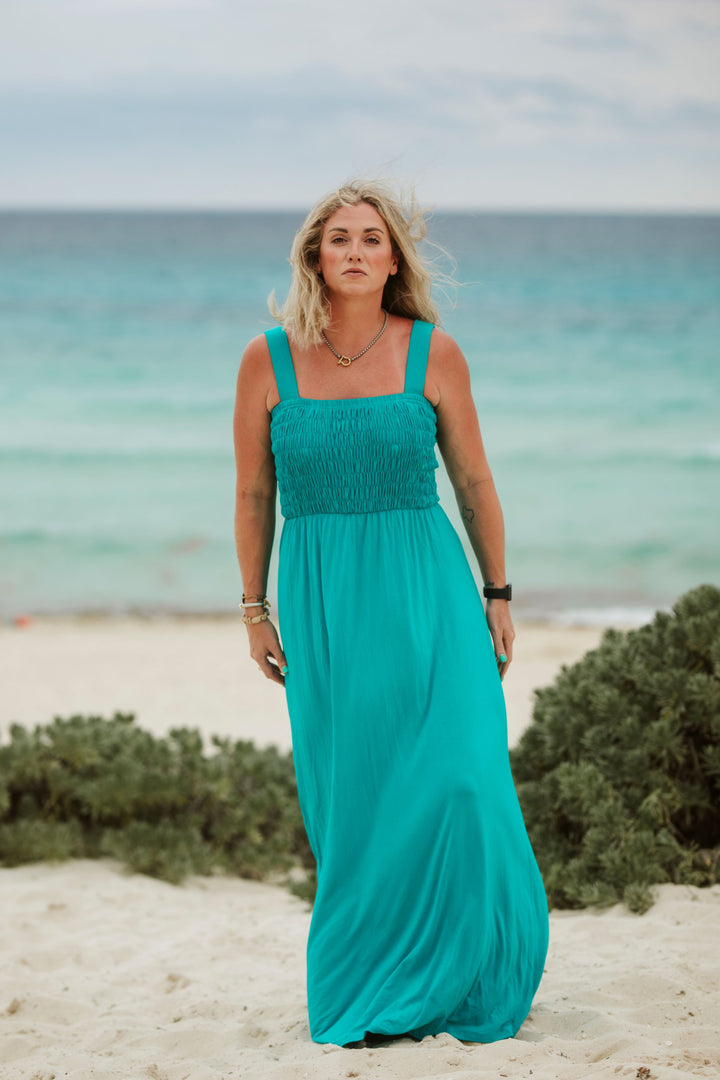 Tall "Island Oasis" Maxi Dress Teal The Elevated Closet