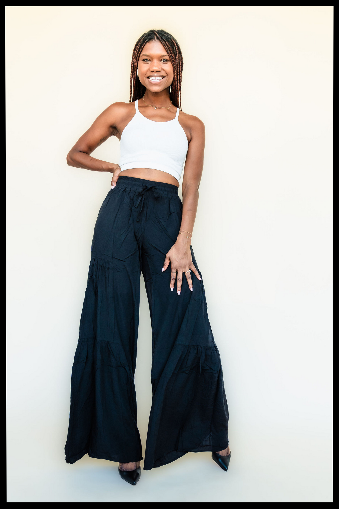 Tall Tiered Palazzo Pants in Black (DRY CLEAN ONLY) FINAL SALE