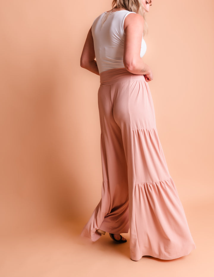 Tall Ribbed Tiered Palazzo Pants The Elevated Closet