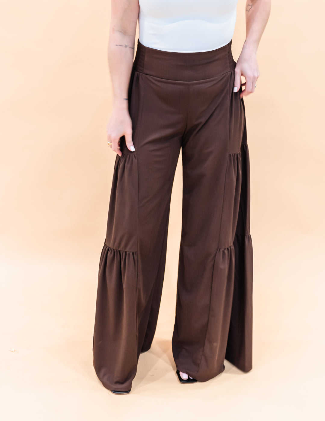 Tall Ribbed Tiered Palazzo Pants The Elevated Closet