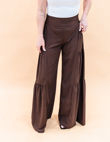 Tall Ribbed Tiered Palazzo Pants