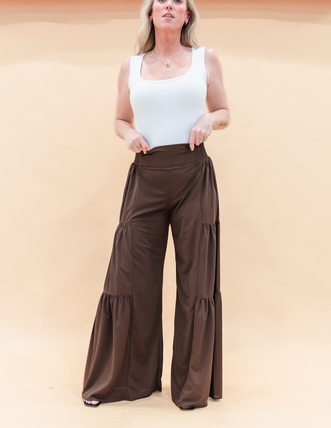 Tall Ribbed Tiered Palazzo Pants The Elevated Closet