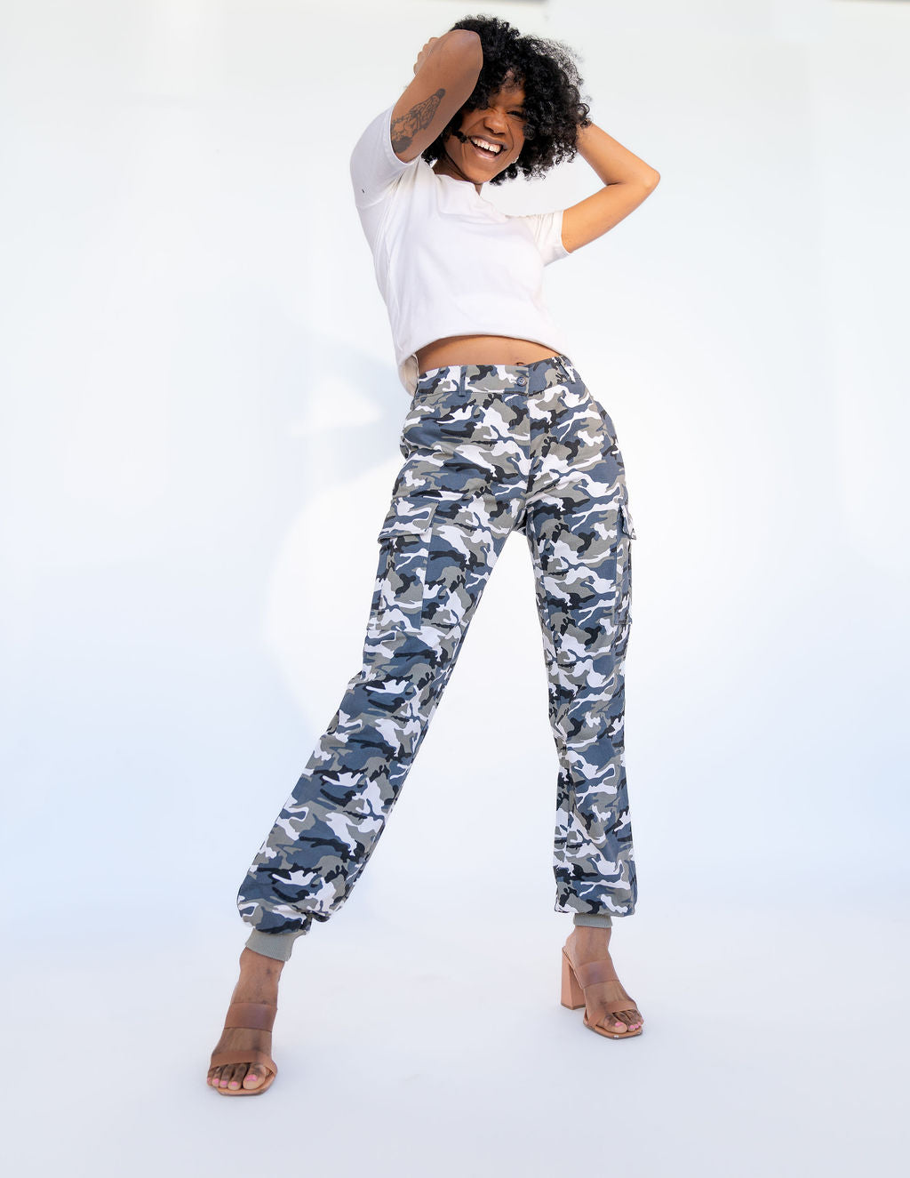 Tall Cargo Joggers | Blue Camo The Elevated Closet