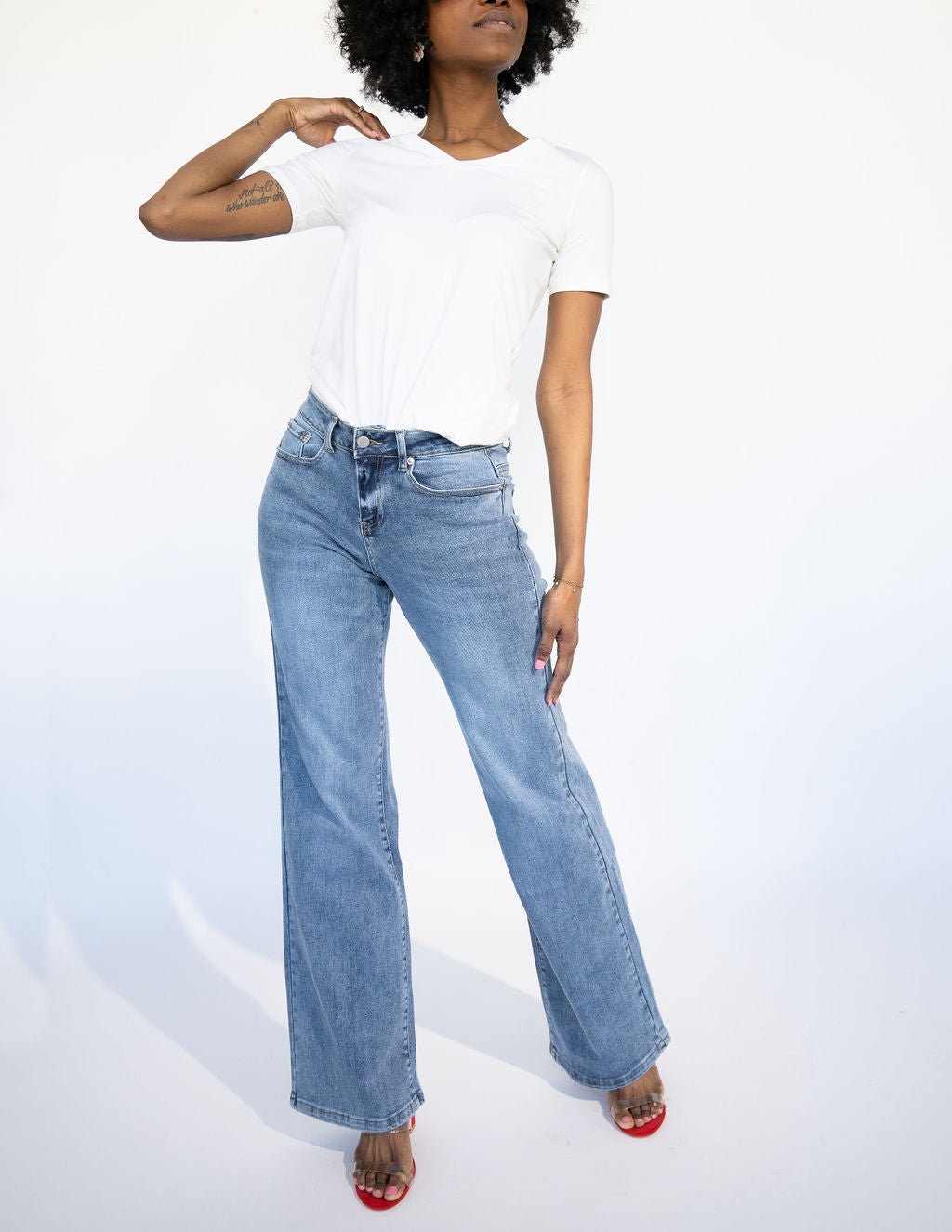 The 90's Tall Boyfriend Jeans Medium Blue Non-Distressed The Elevated Closet