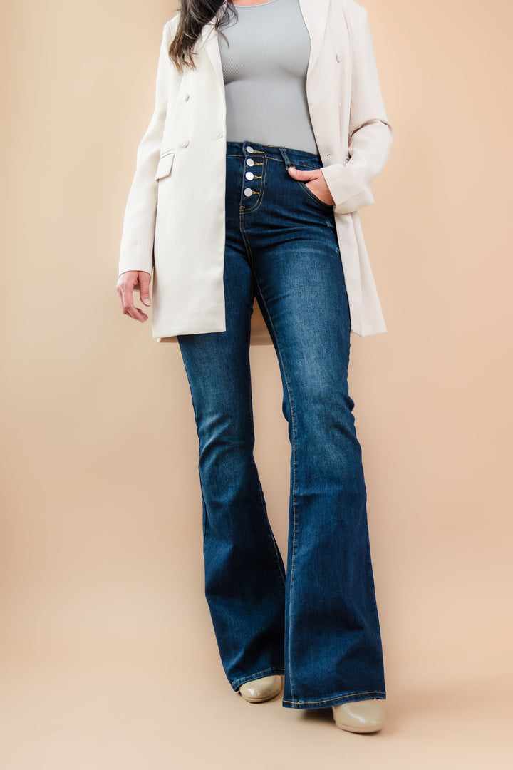 Tall Skyline Button Fly Flare Jeans The Elevated Closet