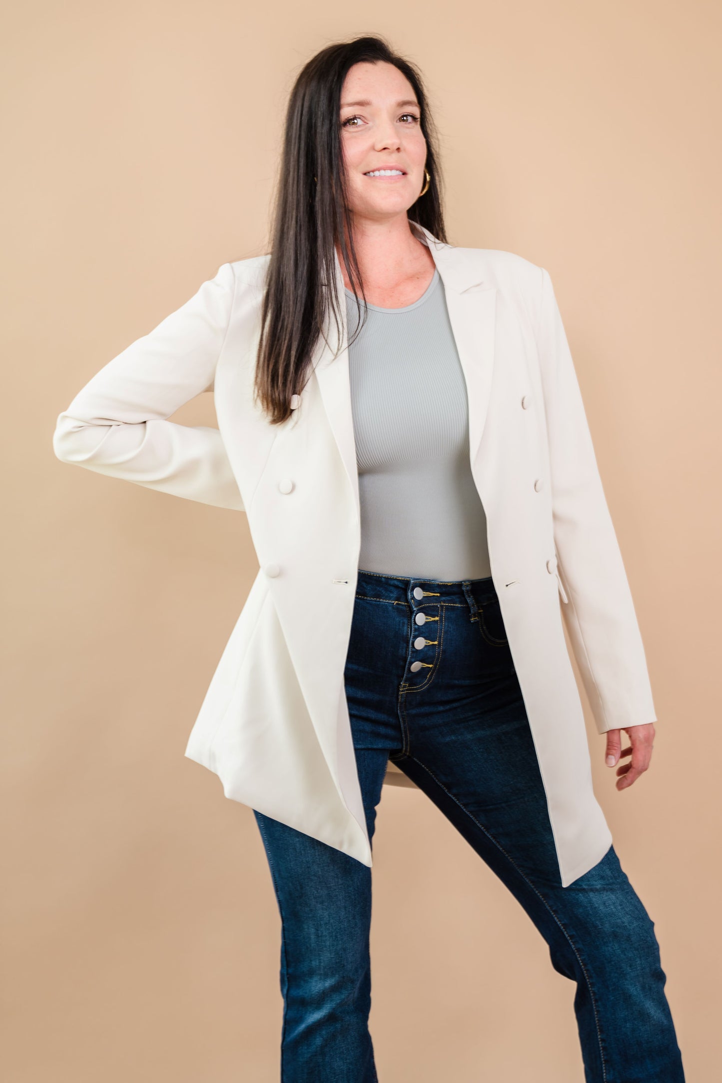 The Jen Oversized Tall Blazer (Eggshell)