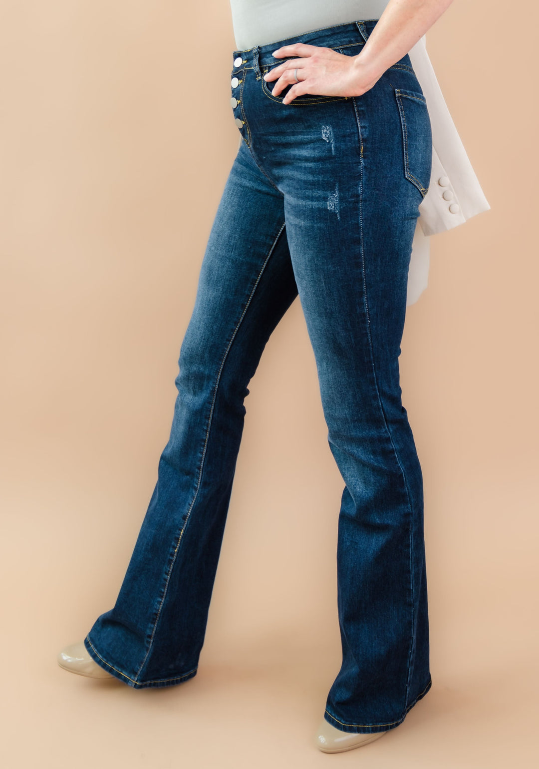 Tall Skyline Button Fly Flare Jeans The Elevated Closet