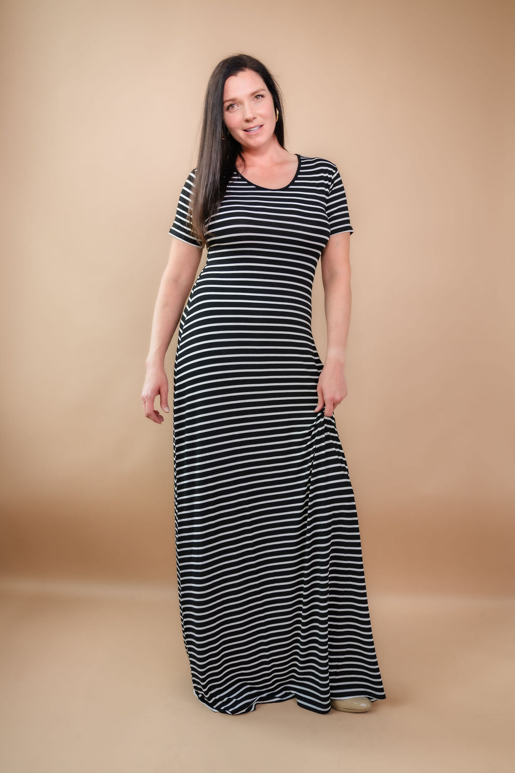 Tall T-Shirt Maxi Dress | Striped Large / Extra Tall / Black/White Tall T-Shirt Maxi Dress | Striped Large / Extra Tall / Black/White