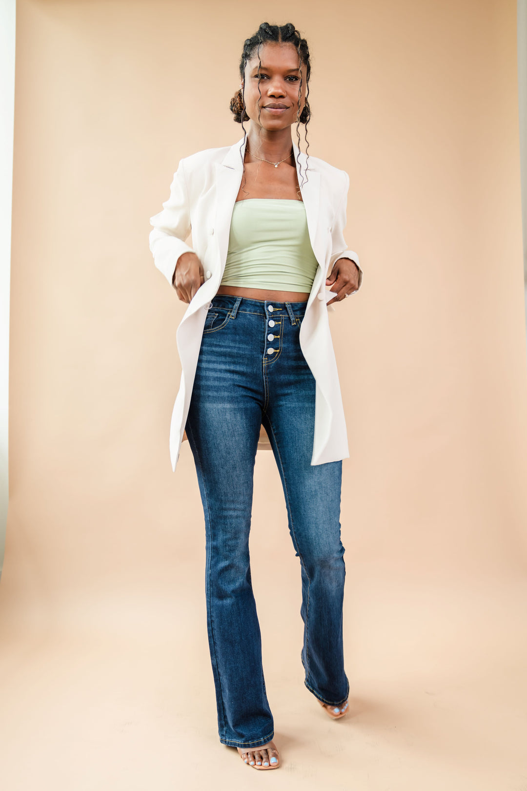 Tall Skyline Button Fly Flare Jeans The Elevated Closet