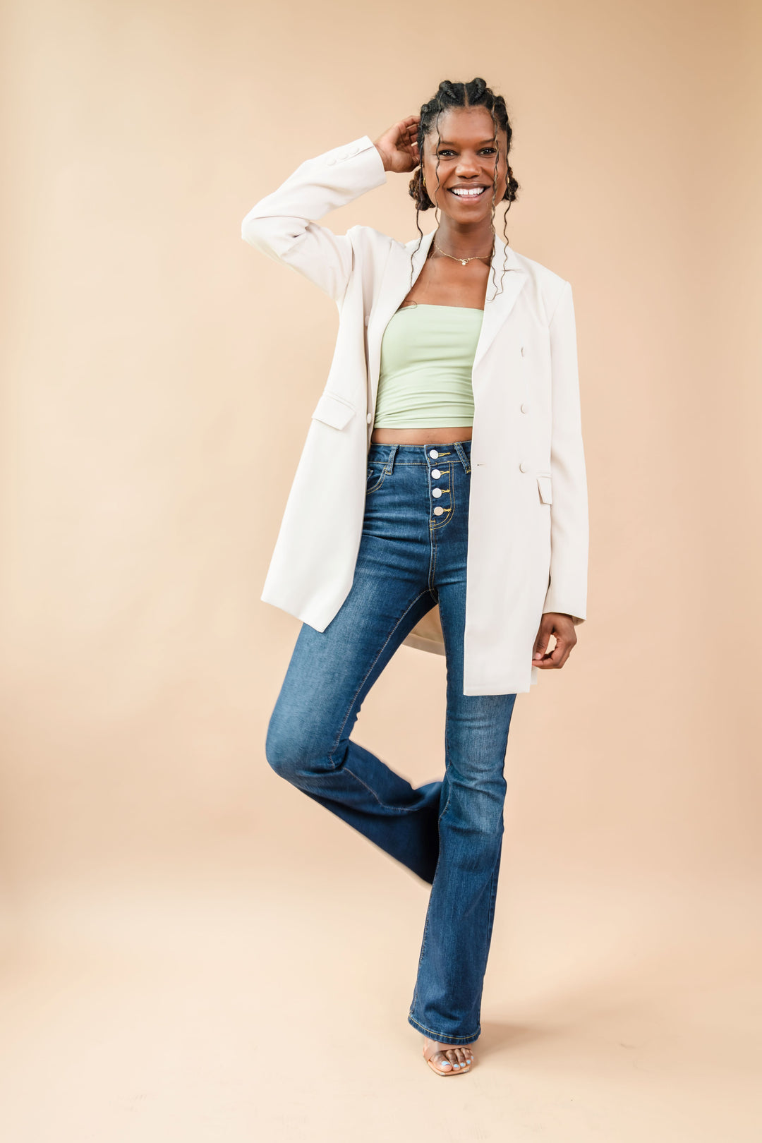 The Jen Oversized Tall Blazer | Eggshell The Elevated Closet