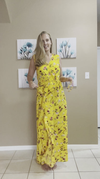 Tall Button-up Yellow Floral Maxi Dress