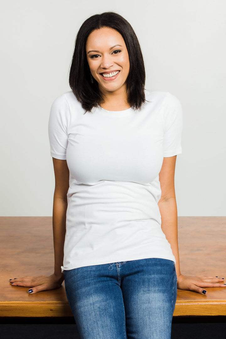 Tall Cotton Crew Neck Tees Crew White Zenana