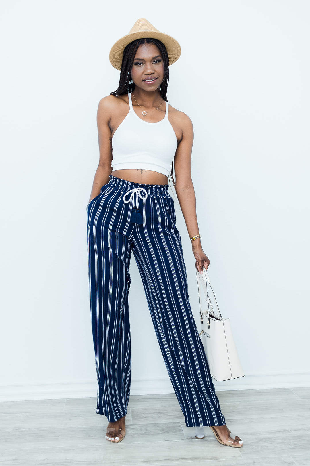 Tall Yacht Pants | Striped Navy White Striped The Elevated Closet