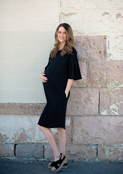 Tall Maternity Flutter Sleeve Dress