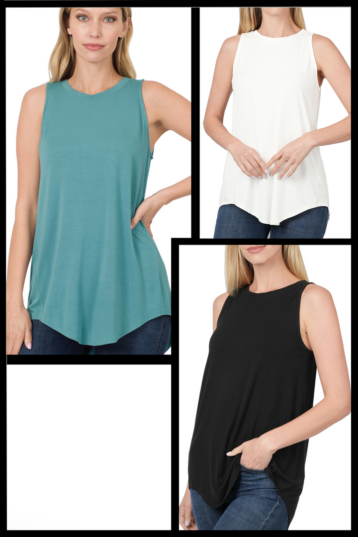 Zenana Luxe Round Neck Tank (S-3X) Zenana